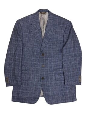 $1,000 PAUL STUART Vintage SILK Blazer Sport Coat WOOL LINEN Plaid Jacket Men 42